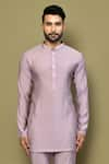 Arihant Rai Sinha_Purple Silk Plain Solid Full Sleeve Kurta _Online_at_Aza_Fashions