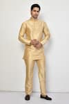 Buy_Arihant Rai Sinha_Gold Silk Plain Short Kurta _at_Aza_Fashions