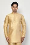 Arihant Rai Sinha_Gold Silk Plain Short Kurta _Online_at_Aza_Fashions