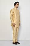 Arihant Rai Sinha_Gold Silk Plain Short Kurta _at_Aza_Fashions