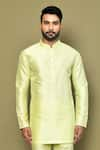 Arihant Rai Sinha_Green Cotton Blend Plain Solid Short Kurta _Online_at_Aza_Fashions