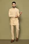 Buy_Arihant Rai Sinha_Gold Silk Plain Short Solid Kurta _at_Aza_Fashions