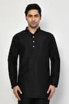 Arihant Rai Sinha_Black Silk Plain Straight Short Kurta _Online_at_Aza_Fashions