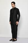 Shop_Arihant Rai Sinha_Black Silk Plain Straight Short Kurta _Online_at_Aza_Fashions