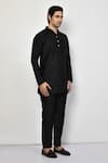 Arihant Rai Sinha_Black Silk Plain Straight Short Kurta _at_Aza_Fashions