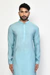 Arihant Rai Sinha_Blue Silk Plain Solid Churidar _Online_at_Aza_Fashions