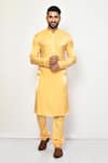 Buy_Arihant Rai Sinha_Yellow Satin Plain Churidar _at_Aza_Fashions