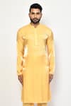 Arihant Rai Sinha_Yellow Satin Plain Churidar _Online_at_Aza_Fashions