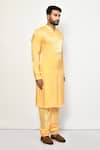 Arihant Rai Sinha_Yellow Satin Plain Churidar _at_Aza_Fashions