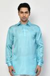 Arihant Rai Sinha_Green Satin Plain Short Kurta _Online_at_Aza_Fashions