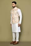 Shop_Arihant Rai Sinha_Cream Silk Embroidery Thread Floral Bundi _Online_at_Aza_Fashions