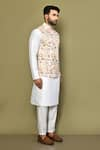 Arihant Rai Sinha_Cream Silk Embroidery Thread Floral Bundi _at_Aza_Fashions