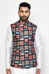 Arihant Rai Sinha_Black Linen, Cotton Embroidery Thread Bundi _Online_at_Aza_Fashions