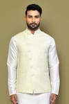 Arihant Rai Sinha_Beige Silk, Cotton Sequins, Embroidery Bundi _Online_at_Aza_Fashions