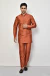 Buy_Arihant Rai Sinha_Orange Silk Plain Short Kurta _at_Aza_Fashions