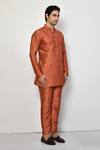 Arihant Rai Sinha_Orange Silk Plain Short Kurta _at_Aza_Fashions