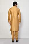 Shop_Arihant Rai Sinha_Gold Silk Plain Metallic Long Kurta _at_Aza_Fashions