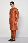 Shop_Arihant Rai Sinha_Orange Silk Plain Long Bright Kurta_Online_at_Aza_Fashions