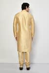 Shop_Arihant Rai Sinha_Gold Silk Plain Mandarin Collar Metallic Kurta _at_Aza_Fashions