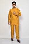 Buy_Arihant Rai Sinha_Yellow Silk Plain Short Bright Kurta _at_Aza_Fashions