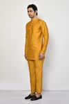 Shop_Arihant Rai Sinha_Yellow Silk Plain Short Bright Kurta _Online_at_Aza_Fashions