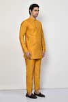 Arihant Rai Sinha_Yellow Silk Plain Short Bright Kurta _at_Aza_Fashions