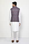 Shop_Arihant Rai Sinha_Purple Linen Self Design Geometric Abstract Pattern Nehru Jacket _at_Aza_Fashions