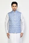 Buy Arihant Rai Sinha Blue Silk, Cotton Geometric Mandala Nehru Jacket Online at Aza Fashions Buy_Arihant Rai Sinha_Blue Silk, Cotton Geometric Mandala Nehru Jacket _Online_at_Aza_Fashions