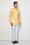 Arihant Rai Sinha_Yellow Satin Self Design Diamond Abstract Pattern Short Kurta _at_Aza_Fashions