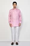 Arihant Rai Sinha_Pink Satin Self Design Diamond Pattern Short Kurta _Online_at_Aza_Fashions