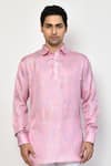 Buy_Arihant Rai Sinha_Pink Satin Self Design Diamond Pattern Short Kurta _Online_at_Aza_Fashions