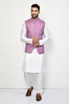 Buy Arihant Rai Sinha Purple Cotton Geometric Pattern Sleeveless Nehru Jacket at Aza Fashions Buy_Arihant Rai Sinha_Purple Cotton Geometric Pattern Sleeveless Nehru Jacket_at_Aza_Fashions