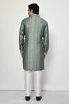 Shop_Arihant Rai Sinha_Green Satin, Cotton Stripe Pattern Long Kurta_at_Aza_Fashions