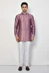 Arihant Rai Sinha_Purple Silk Solid Short Kurta _Online_at_Aza_Fashions