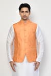 Buy_Arihant Rai Sinha_Orange Silk Floral Jaal Pattern Bundi _Online_at_Aza_Fashions