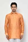 Buy_Arihant Rai Sinha_Orange Silk Floral Jaal Pattern Short Kurta _Online_at_Aza_Fashions