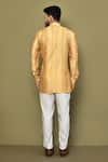 Shop_Arihant Rai Sinha_Yellow Silk Solid Textured Short Kurta _at_Aza_Fashions