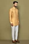 Arihant Rai Sinha_Yellow Silk Solid Textured Short Kurta _at_Aza_Fashions