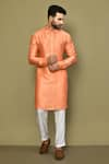 Buy_Arihant Rai Sinha_Orange Silk Floral Jaal Pattern Kurta _at_Aza_Fashions