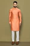 Arihant Rai Sinha_Orange Silk Floral Jaal Pattern Kurta _Online_at_Aza_Fashions