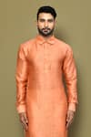 Buy_Arihant Rai Sinha_Orange Silk Floral Jaal Pattern Kurta _Online_at_Aza_Fashions