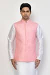 Buy_Arihant Rai Sinha_Pink Silk Embellished Sequin Checks Pattern Bundi _Online_at_Aza_Fashions