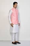 Arihant Rai Sinha_Pink Silk Embellished Sequin Checks Pattern Bundi _at_Aza_Fashions