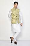Buy_Arihant Rai Sinha_Green Linen, Cotton Bandhani Patterned Nehru Jacket_at_Aza_Fashions
