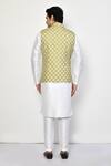 Shop_Arihant Rai Sinha_Green Linen, Cotton Bandhani Patterned Nehru Jacket_at_Aza_Fashions