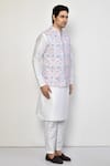 Arihant Rai Sinha_Blue Silk Chevron Pattern Nehru Jacket _at_Aza_Fashions