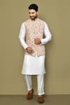 Buy_Arihant Rai Sinha_White Silk Floral Pattern Sleeveless Nehru Jacket _at_Aza_Fashions