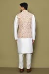 Shop_Arihant Rai Sinha_White Silk Floral Pattern Sleeveless Nehru Jacket _at_Aza_Fashions