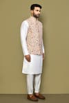 Arihant Rai Sinha_White Silk Floral Pattern Sleeveless Nehru Jacket _at_Aza_Fashions