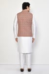 Shop_Arihant Rai Sinha_Red Cotton Blend Geometric Pattern Nehru Jacket _at_Aza_Fashions